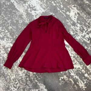 Small red top with tie in front size small